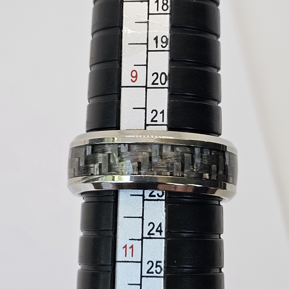 Comfort Fit Grey Carbon Fiber Stainless Steel 8mm Wedding Band! New - Picture 3 of 7